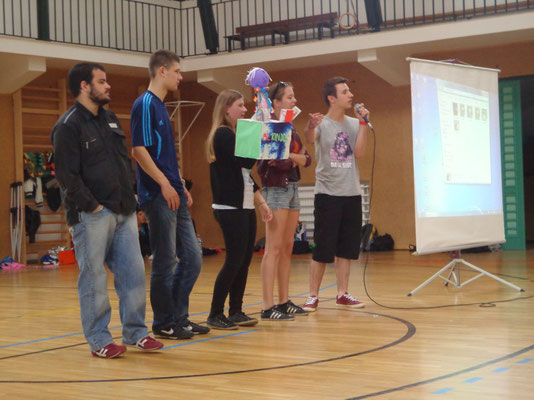 Participants present their invention at a local school of Balatonalmadi