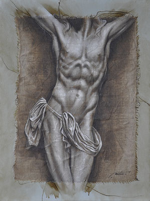 F. Martin© étude de crucifixion Huile sur toile 61X46