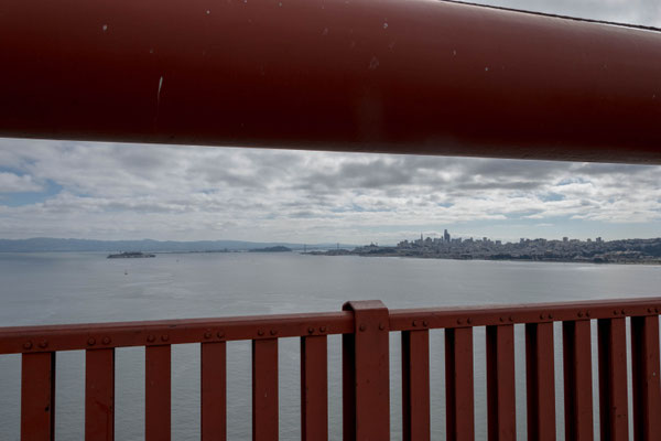 Skyline von San Francisco von der Golden Gate Bridge.
