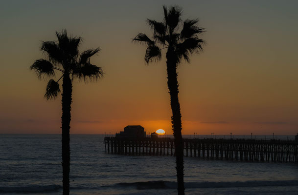 Der Sonnenuntergang in Oceanside.
