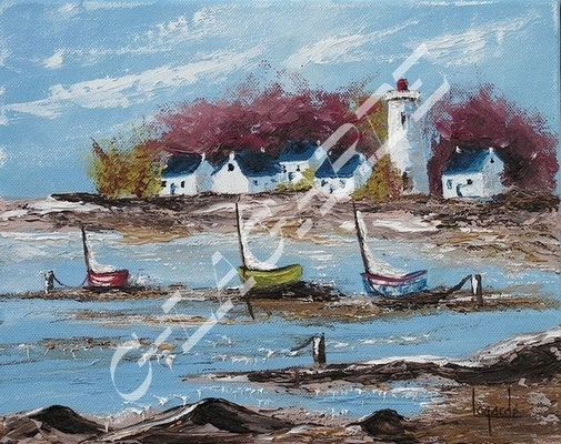 242 Au pied du phare bien amarrés 30x24