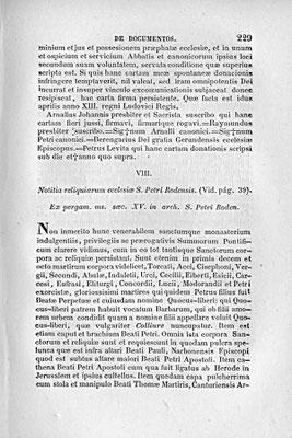 Das Reliquienverzeichnis von Sant Pere de Rodes, wie es Villanueva exzerpiert hat (lateinisch)