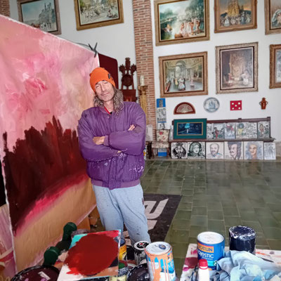 Alfredo Palmero "der Jüngere" im Atelier in Saus