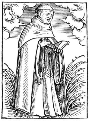 ... wo eine Quelle aufsprudelte. Das spätere Bild zeigt einen Augustiner in seinem Habit. So könnte man sich den Abt vorstellen.
