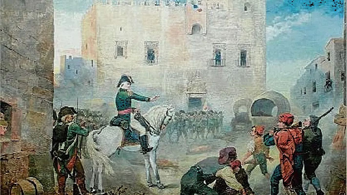 Im "Französischen Krieg" war das Castell 1910 Schauplatz der Belagerung der napoleonisch-deutschen Besatzung in der Burg durch die spanischen Truppen unter dem General O´Donell (Bild: Bartomeu Ribó, 1890). Die napoleonischen Truppen mussten aufgeben