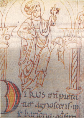Petrus (mit dem Schlüssel zum Himmelreich) in der Biblia de Sant Pere