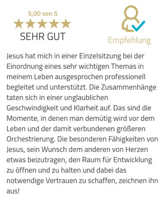 Bewertung Jesus Lopez, Demut, fünf Sterne