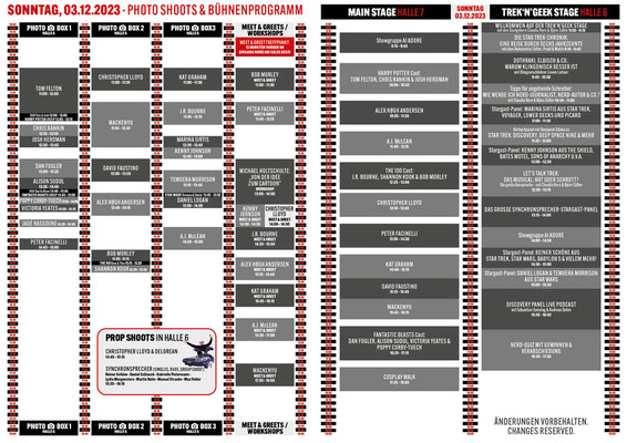 Bühnenprogramm Sonntag, Comic Con Dortmund Winter 2023