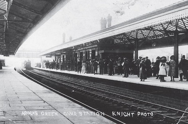 Commuters wait at the extended station, c. 1907