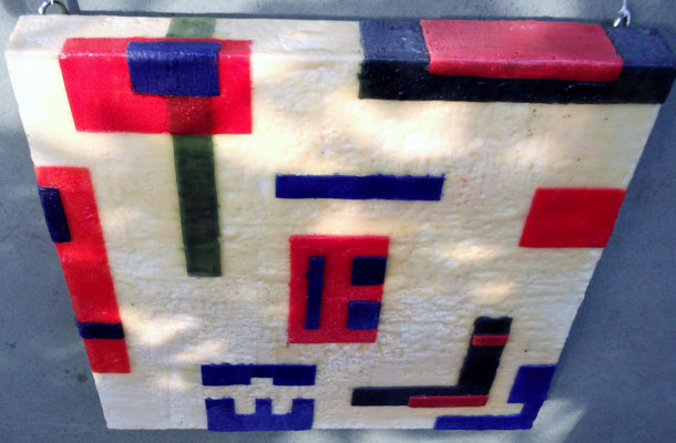 -Untitled # 07 - 2014 (7/50) - scented wax stratification on canvas - ( top side) cm  40 x 40 x 5