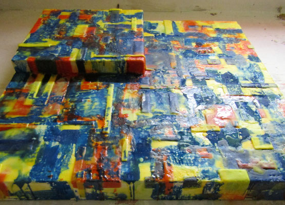 Untitled # 08 - 2014/2016 (8/50) - scented wax stratification on canvas - ( down side ) cm 80 x 80 x 15