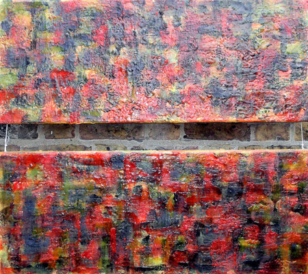 Origin nature # 04-05- ( diptych ) 2014 (4-5/50)  - scented wax stratification on canvas - ( front side)- cm 100 x 90 x 5 