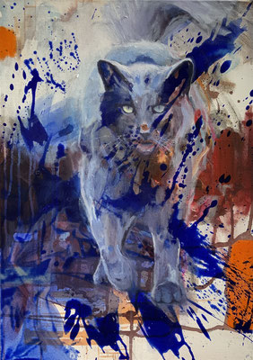 Blue Magi, 2023, 70x50 cm, Acryl Auf Leinwand