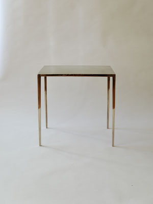 table 2 - 2024 - silicon bronze cast with nickel silver plate, welded and polished - 51 x 51 x 38 cm