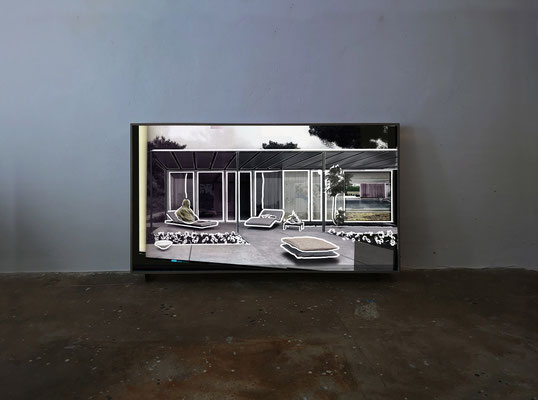 schwebender schleier  ~100x180x10cm  archival pigment print in lightbox (multiplex, plexiglass, LED, driver, controller) 2025