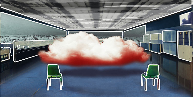 rote wolke  ~46x90x10cm  archival pigment print in vintage lightbox  2021