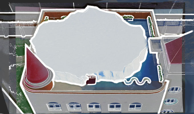 Eisberg  2020, Archivpigmentdruck in Vintage-Leuchtkasten (Alu, Neon), ca. 50 x 84 x 12 cm
