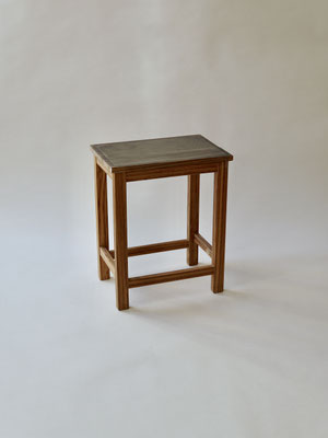 china stool - 2016 - walnut wood with tin insert - 47 x 38 x 26 cm