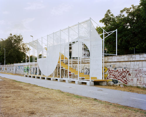 nautilus - 2015 - a public stage designed and built with the association TEN at the river bank in Skopje Macedonia