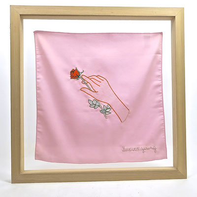 bubblegumpink puderrose puderpink rose valentinstag hochzeit handgestickt embroidery upcycling art kunst liebe kaufmuseum