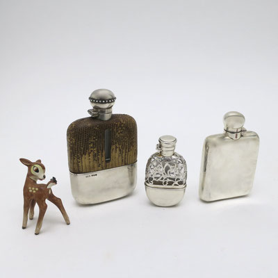 flachmann sterling silber englisches silber barware barzubehör camping vintage camping jäger waidmannsheil schnapsset flachmann mobile bar hunter kaufmuseum münchen männergeschenke