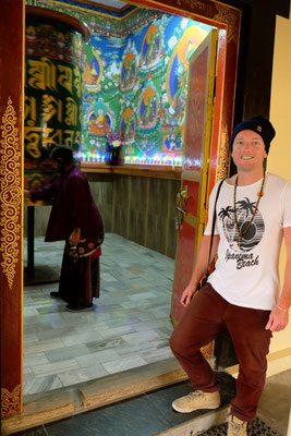 Prayer wheel house with frescoes 