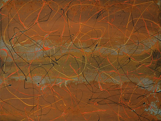 "Rustique Pollock" (Painting with real rust in Pollock action painting -  80 cm x 60 cm) - in shop
