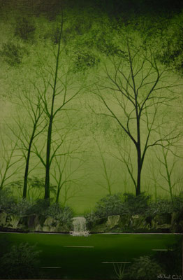 Soothing green forrest number one (Acrylics 60 cm x 40 cm - SOLD)