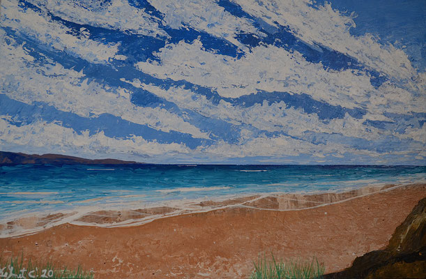 Prestudy seashore with knife and acrylics (60 xm x 40 cm) SOLD