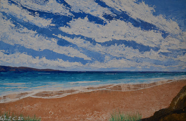 Prestudy seashore with knife and acrylics (60 xm x 40 cm) SOLD