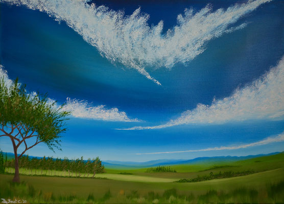 Classical landscape with trees in background (Tonal painting in oils - 80 cm x 60 cm on canvas) In SHOP