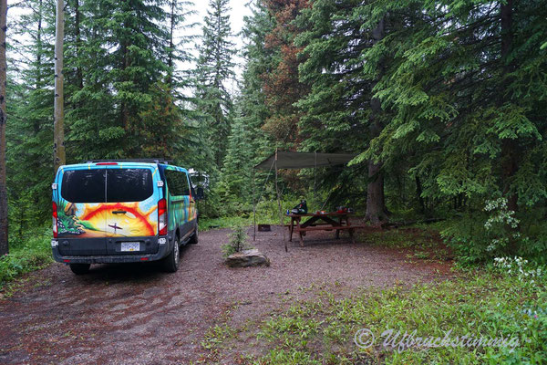 Unser erster Campground, Mount Kerkeslin Campground südlich von Jasper, Icefield Parkway