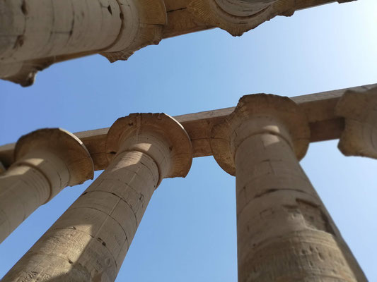 detalle de las columnas terminadas en forma de papirus, Luxor