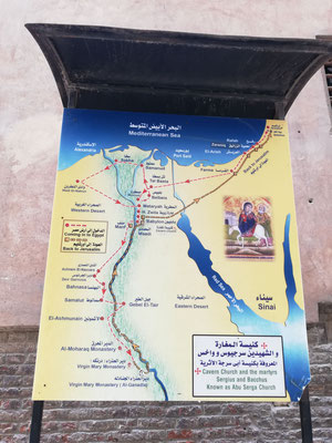 Mapa de la posible ruta que siguió la Virgen con el Niño y S. José