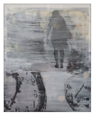 o.T., aus der Serie "Alltag"; Pressspanplatte,  43 x 55 cm