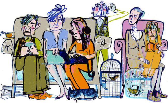 Jill Calder Illustration - General Illustration - "Sandwich Generation" - Families - The Guardian