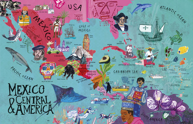 Jill Calder Illustration - Books - "The Picture Atlas" by Simon Holland - Bloomsbury