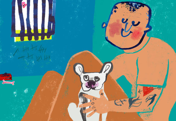 Jill Calder Illustration - General Illustration - Pet Therapy for Prisoners
