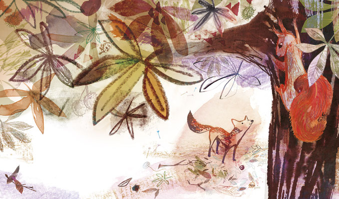 Jill Calder Illustration - Books - "I Love You Every Colour" by Caryl Lewis and Jill Calder - Brown Fox Orange Squirrel - Two Hoots Books - Pan MacMillan Kids Books