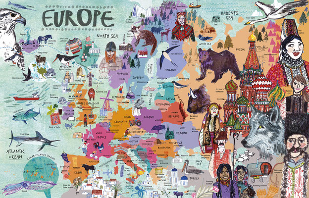 Jill Calder Illustration - Books - "The Picture Atlas" by Simon Holland - Bloomsbury