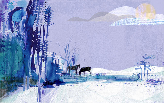 Jill Calder Illustration - Children's Illustration - "Winter Pond"