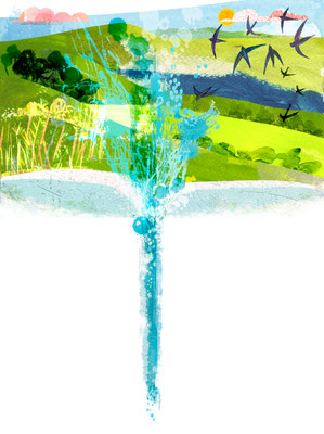 Jill Calder Illustration - General Illustration - South Downs Water for Goodwood Magazine