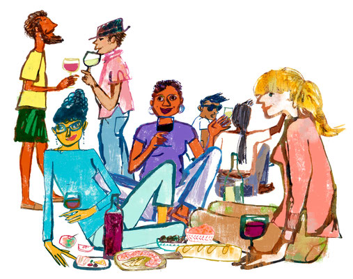 Jill Calder Illustration - General Illustration - Wine Tasting - The Simple Things Magazine