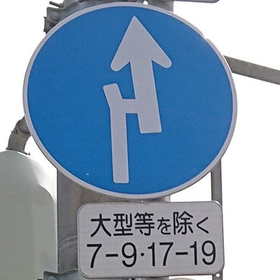 和歌山県和歌山市にある異形矢印標識．
