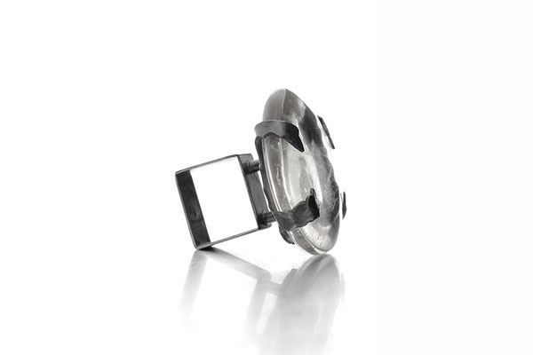 Rauchquarz, Silber, oxidiert