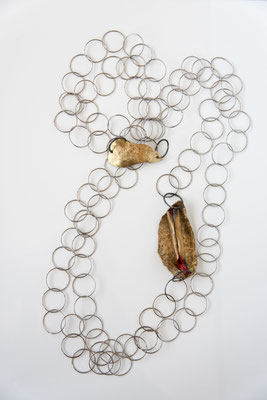 steel, silver, blackened, brass, acrylic colour