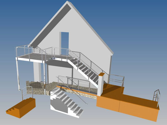 Edelstahl Balkon Treppe Visualisierung