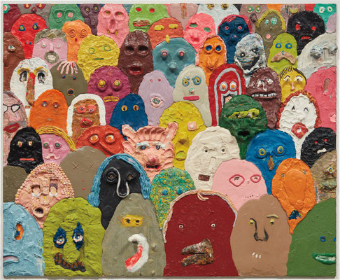 Gelitin (ex Gelatin) Faces, 2009 Plastilin auf Platte 102,9 x 126 x 14,9 cm