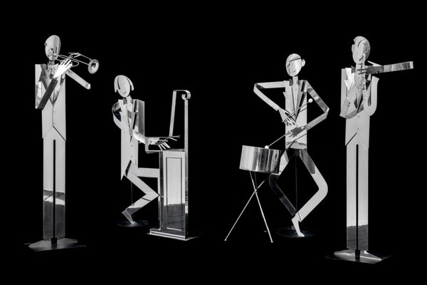 FRANZ HAGENAUER, Vier lebensgroße Jazz Musiker, 1978 – 87, max. h 187 cm