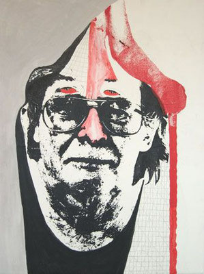 Martina Reinhart, Das Bild des Mannes, 'Zeit spricht' Siebdruck + Acrylmalerei / Leinwand, 80x60cm